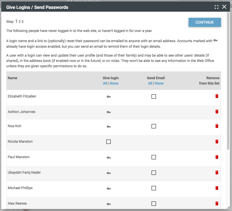 Send logins to unused accounts