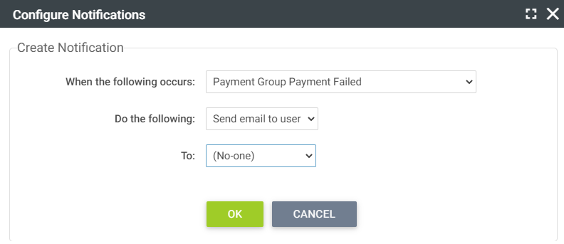 Failed payment notification se