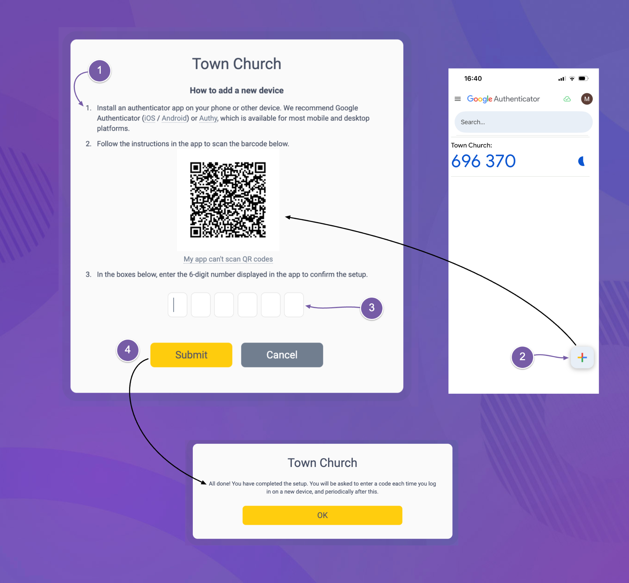 Scanning the QR code to set up an authenticator app