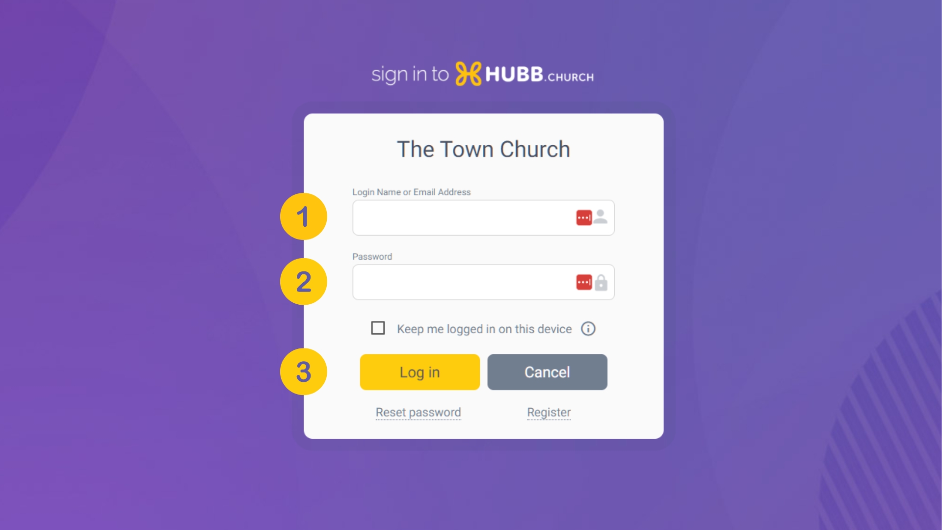 Web office login screen